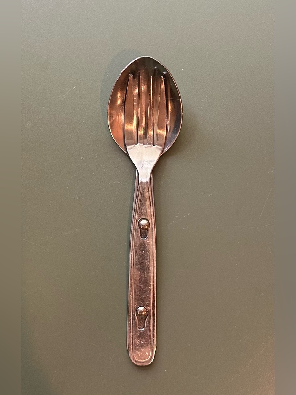 Stainless camping fork and spoon • connected
